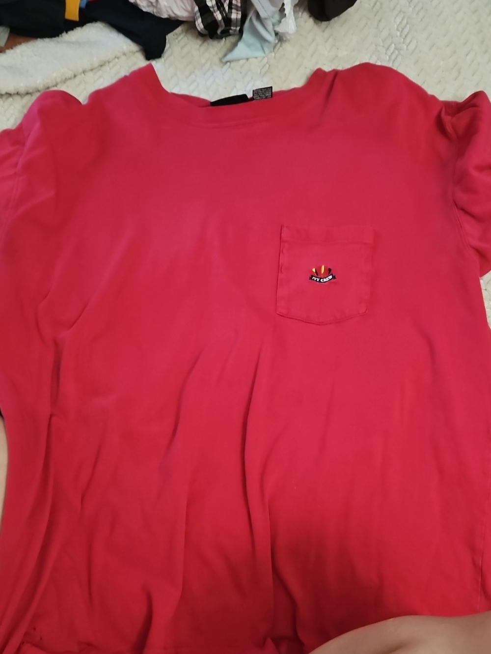 Kids Red Pocket Tee with Small Embroidery - Unbranded